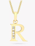 IBB 9ct Gold Cubic Zirconia Initial Pendant Necklace, R