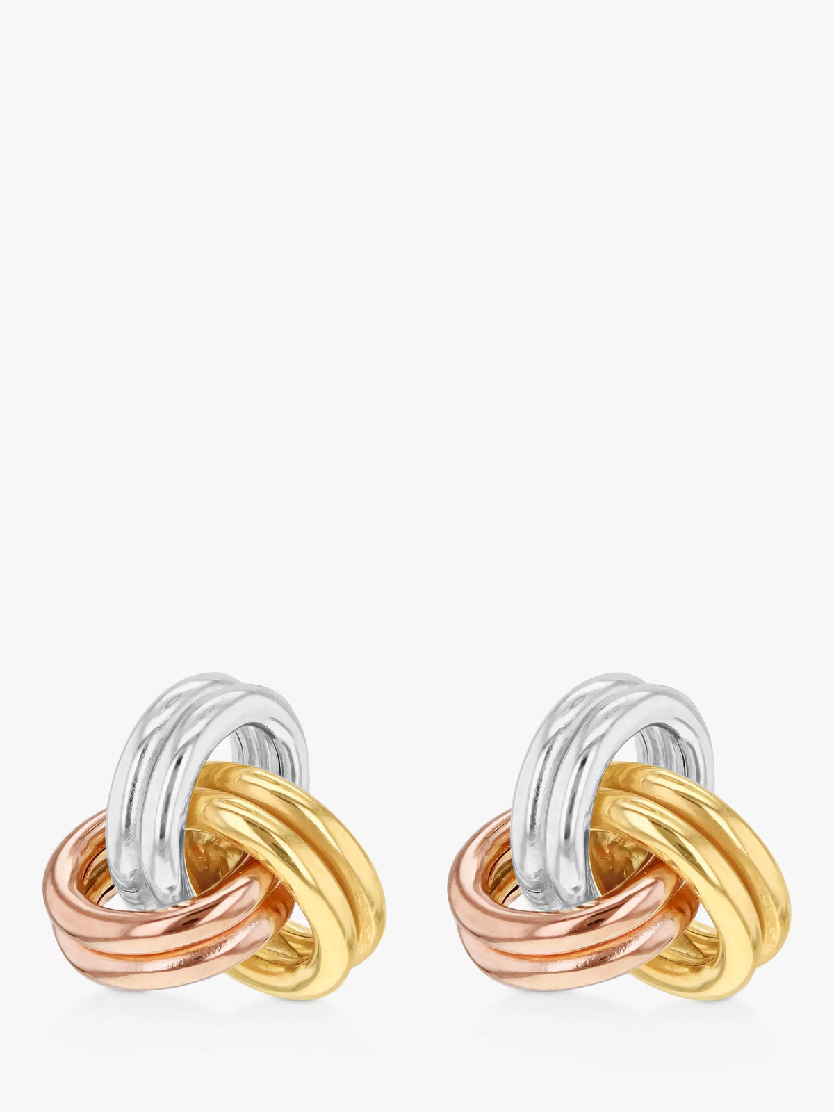 IBB knot stud earrings 9ct three-colour gold 0.7cm (British brand)