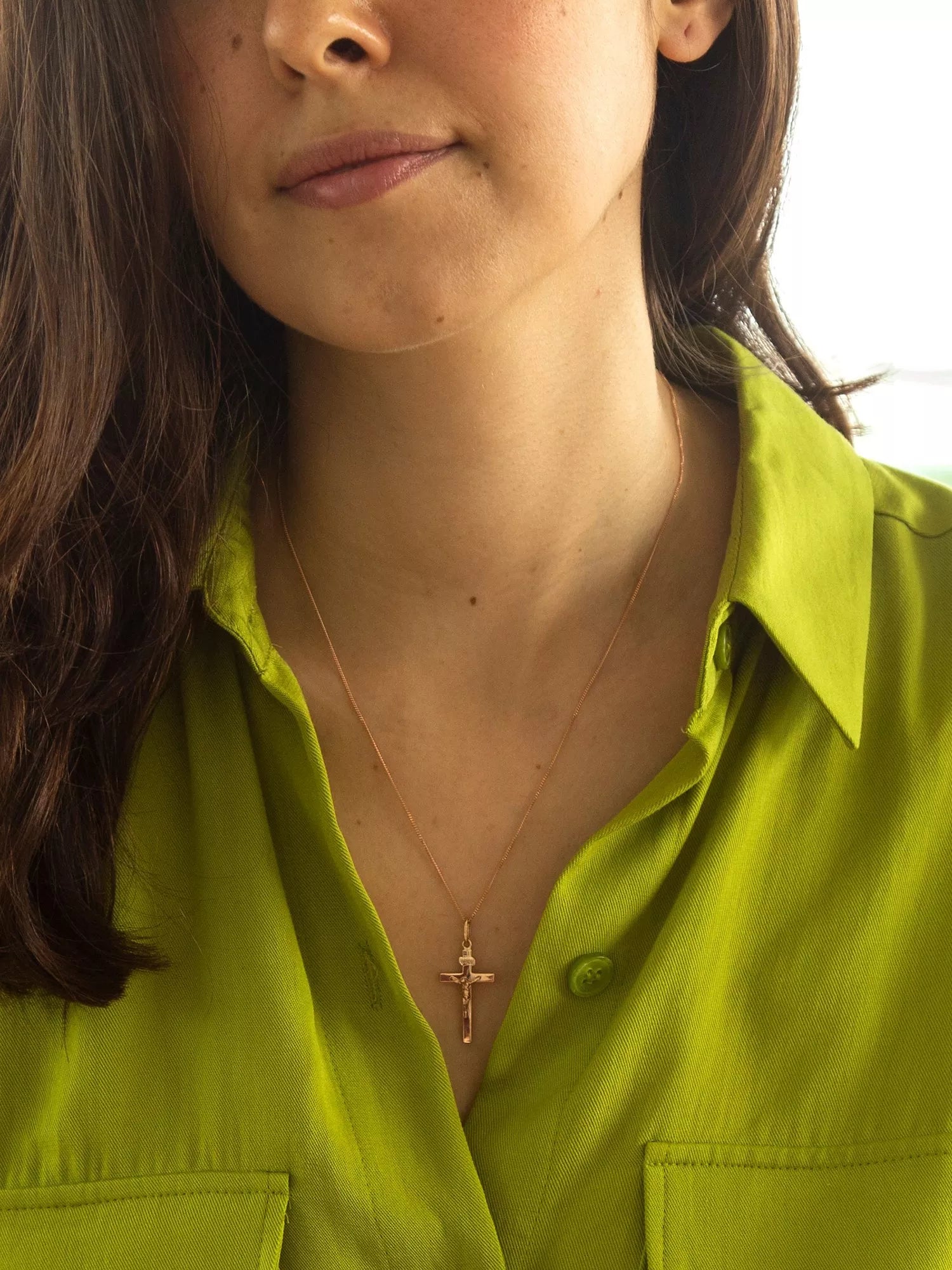 IBB 9ct rose gold cross pendant 46cm, imported from the UK