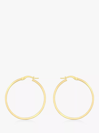 John Lewis IBB 18ct Yellow Gold Rectangular Tube Creole Earrings 3cm- Buy online at McGrocer