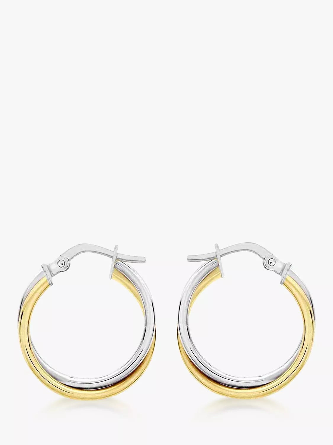 IBB 18ct gold and white gold creole earrings 1.8cm (British brand)