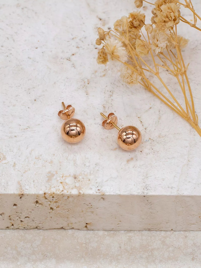 IBB rose gold ball stud earrings 18ct (British brand)