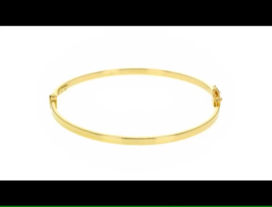 IBB 9ct yellow gold rectangular tube oval bangle - British product