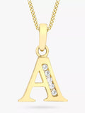 IBB 9ct Gold Cubic Zirconia Initial Pendant Necklace, A