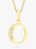 IBB 9ct Gold Cubic Zirconia Initial Pendant Necklace, O