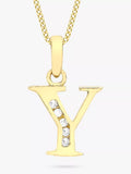 IBB 9ct Gold Cubic Zirconia Initial Pendant Necklace, Y