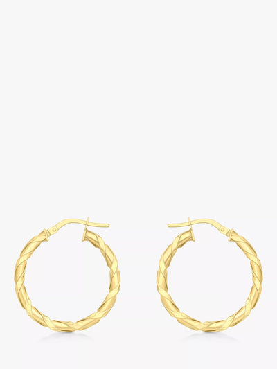 John Lewis IBB 9ct Gold Twist Creole Hoop Earrings 25mm- Buy online at McGrocer
