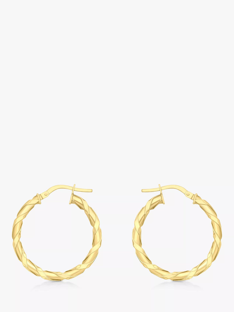IBB twist creole earrings 9ct gold 25mm - British product
