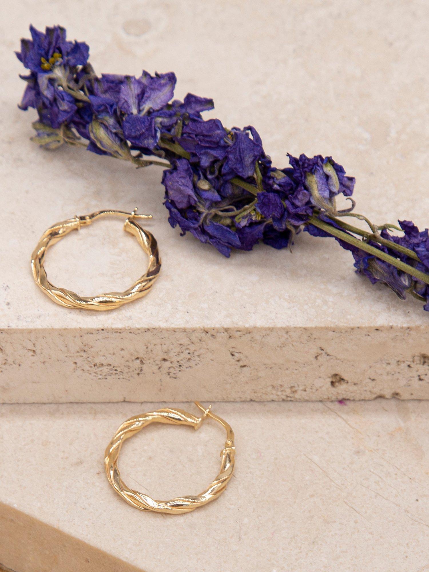 IBB twist creole earrings 9ct gold 25mm - British product