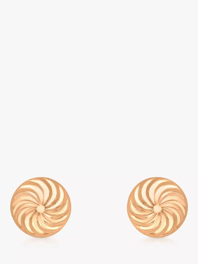 John Lewis IBB 9ct Gold Swirl Detail Dome Stud Earrings- Buy online at McGrocer