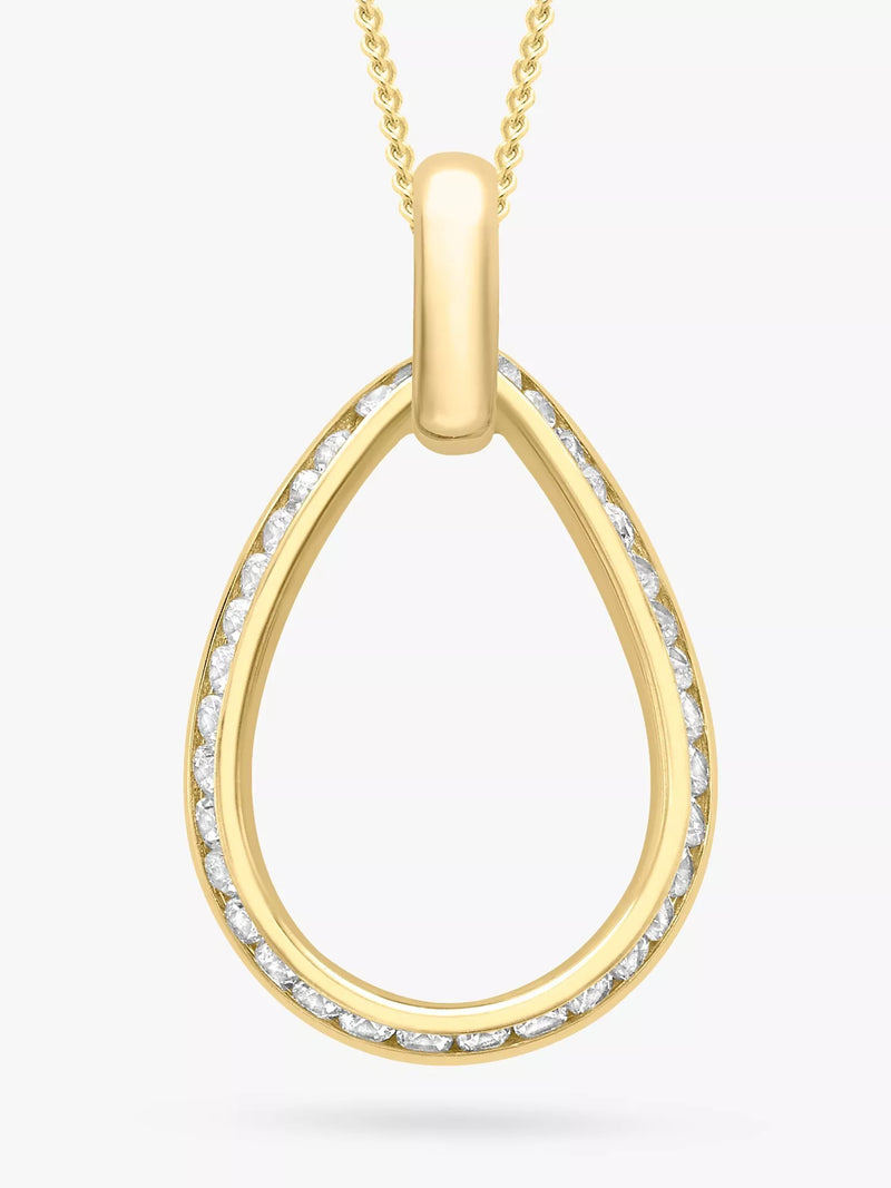 IBB 9ct gold cubic zirconia teardrop pendant (British brand)