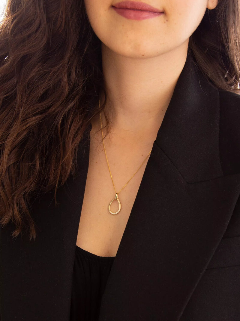 IBB 9ct gold cubic zirconia teardrop pendant (British brand)