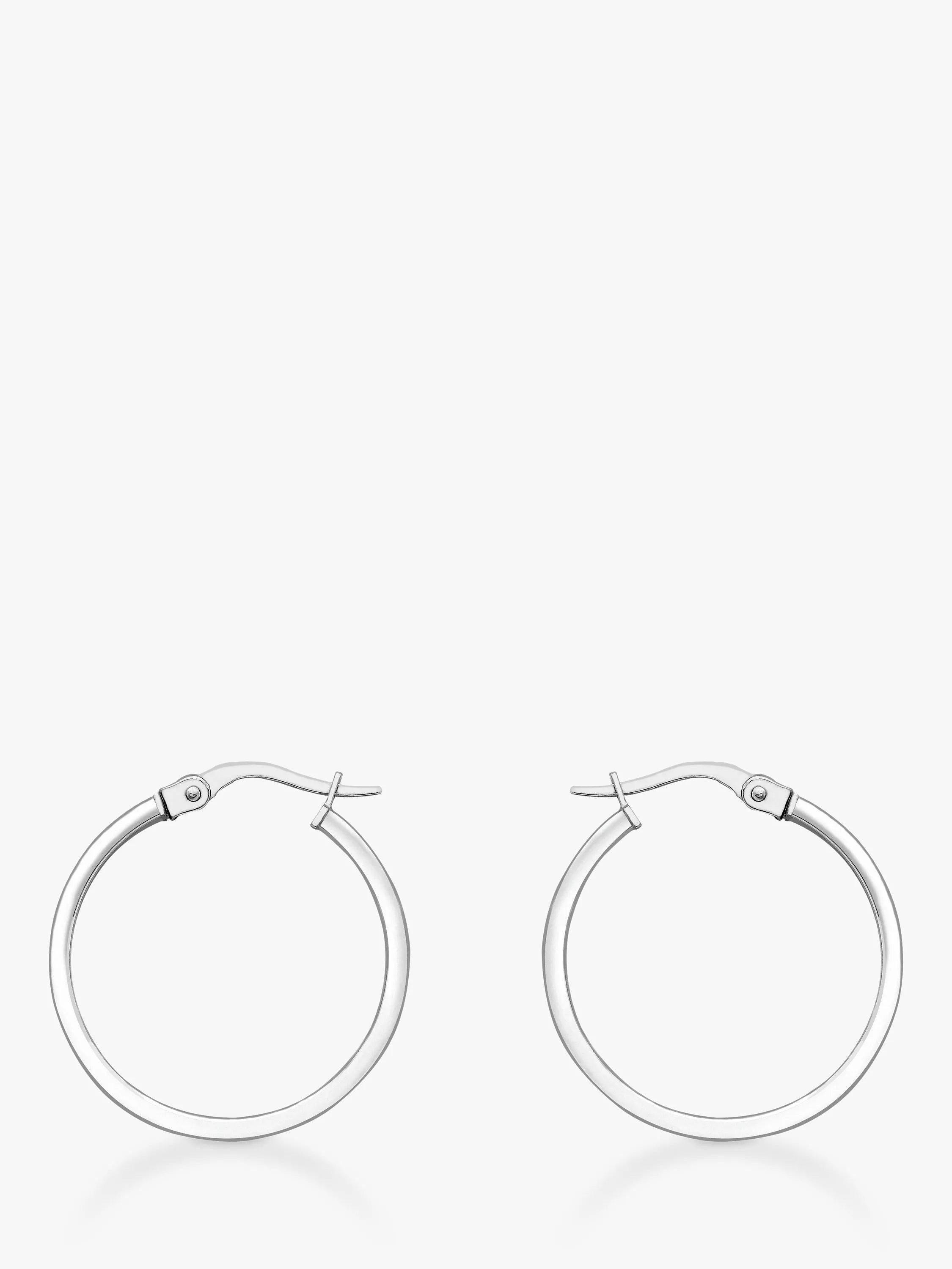 IBB 18ct white gold rectangular tube creole earrings - British product
