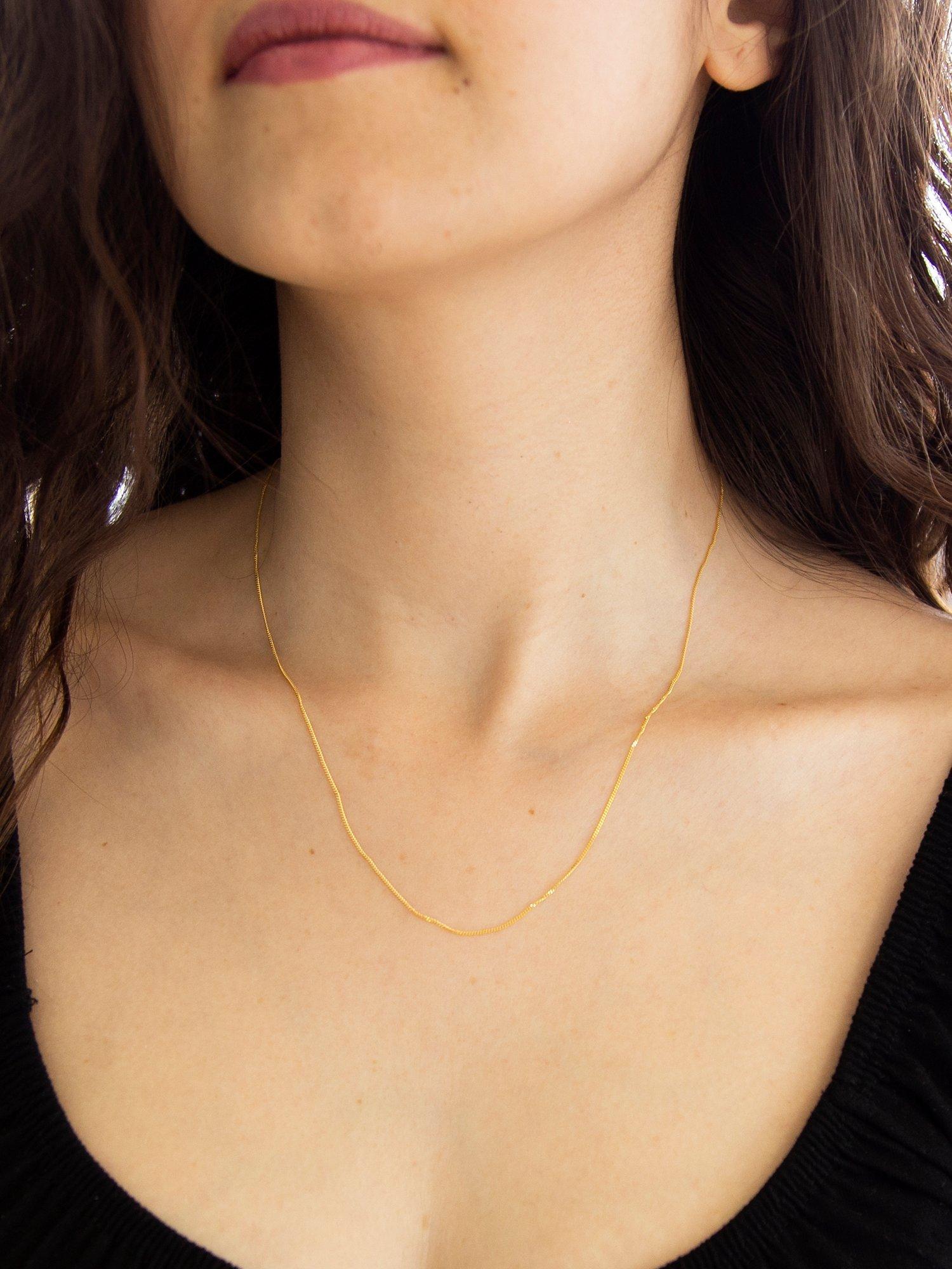IBB gold curb chain necklace diamond cut 46cm, UK version