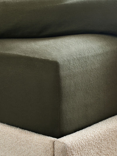 Drap-housse de lit extensible profond en coton brossé supersoft vert foncé Next - Achetez en ligne sur McGrocer