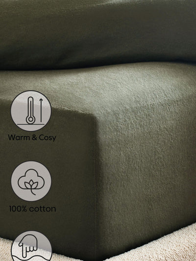 Drap-housse de lit extensible profond en coton brossé supersoft vert foncé Next - Achetez en ligne sur McGrocer