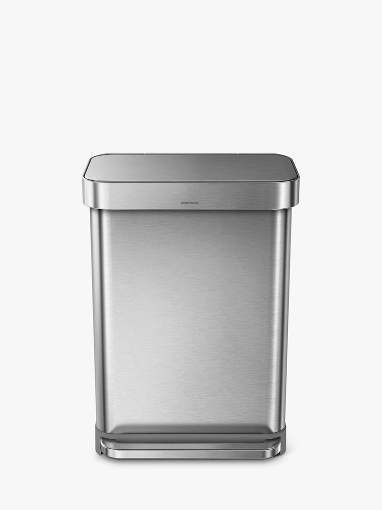 simplehuman Liner Pocket Pedal Bin, Brushed Stainless Steel, 55L