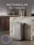 simplehuman rectangular liner pocket pedal bin 55L, UK version