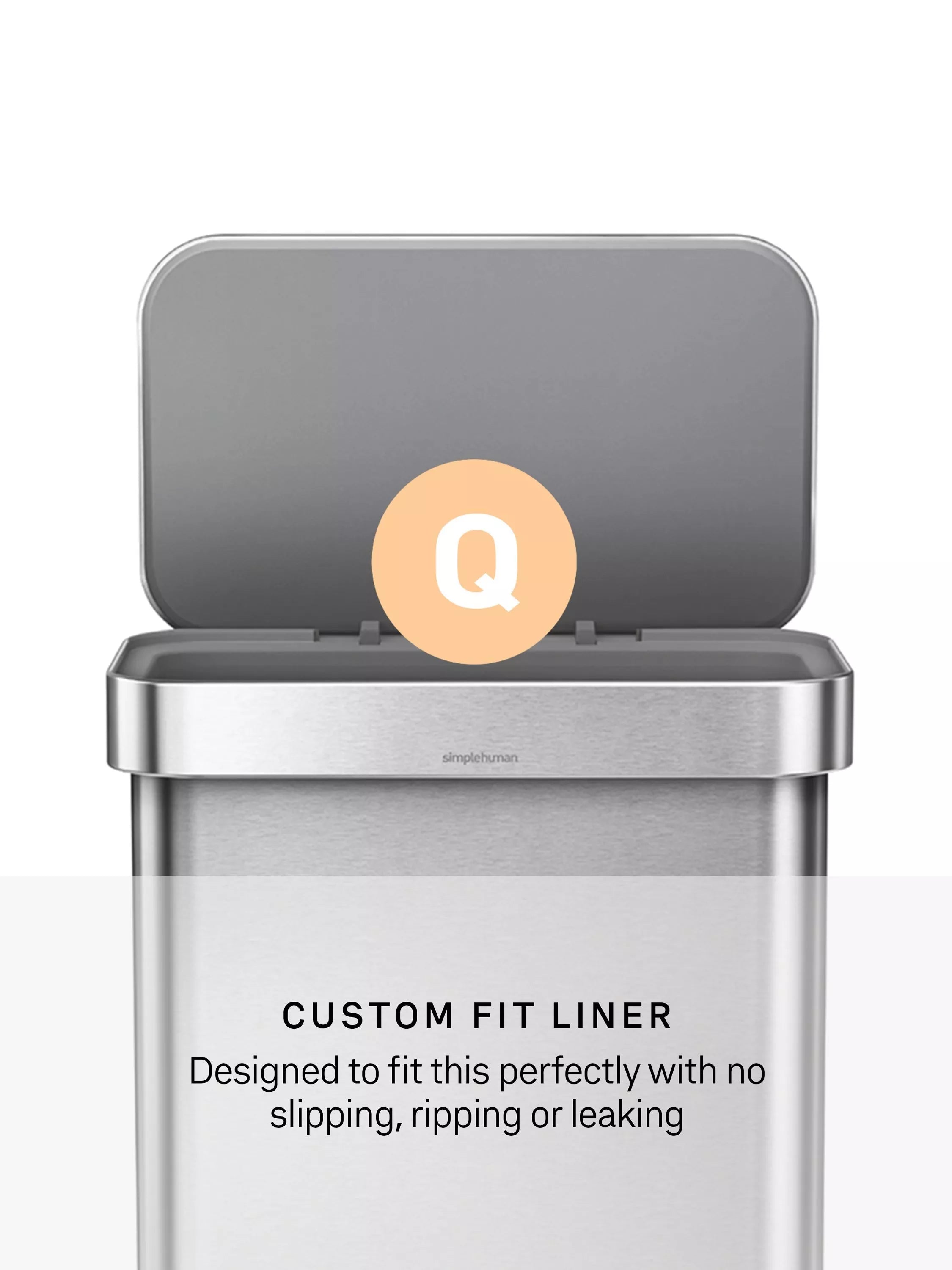 simplehuman rectangular liner pocket pedal bin 55L, UK version
