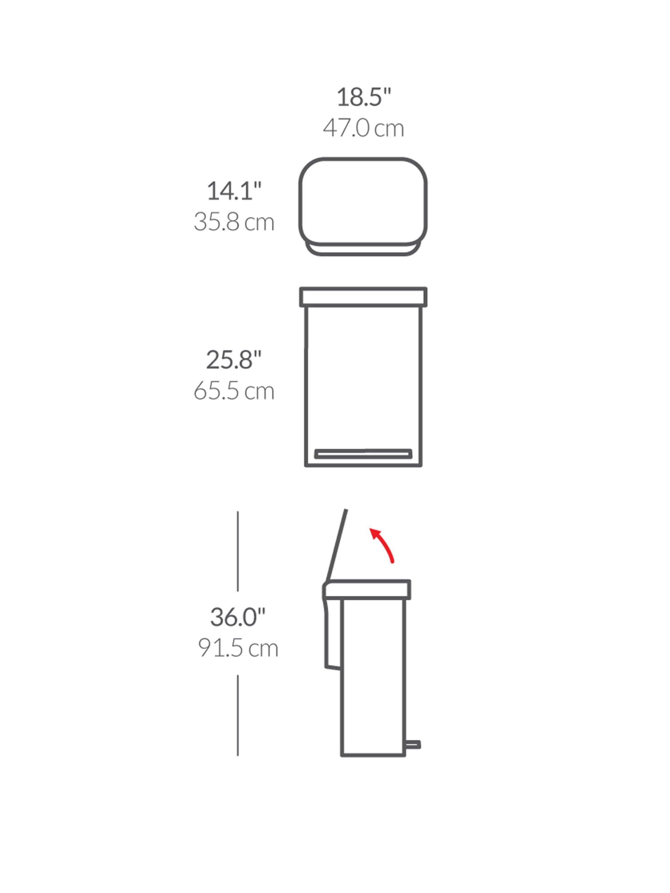 simplehuman rectangular liner pocket pedal bin 55L, UK version