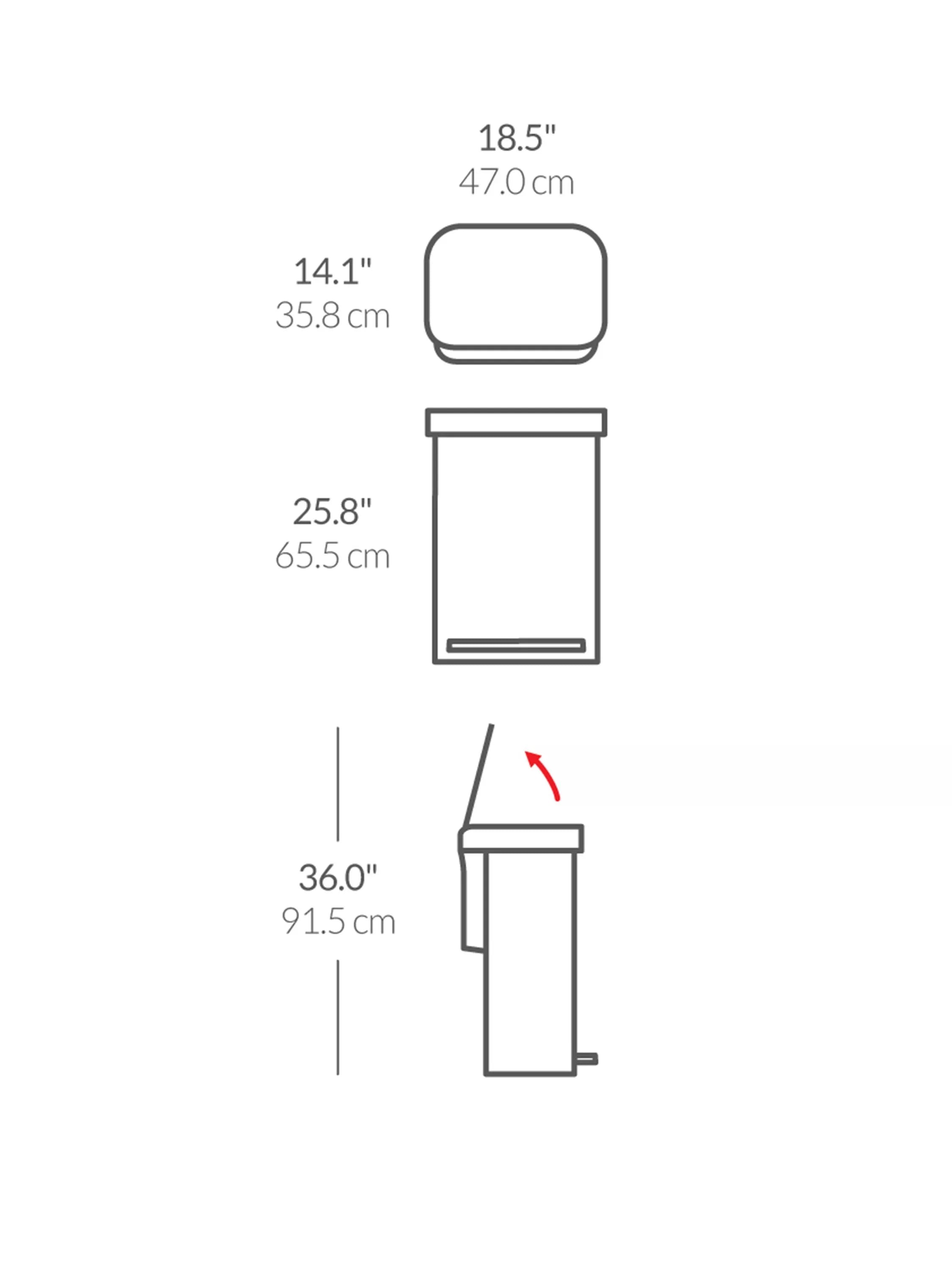 simplehuman rectangular liner pocket pedal bin 55L, UK version