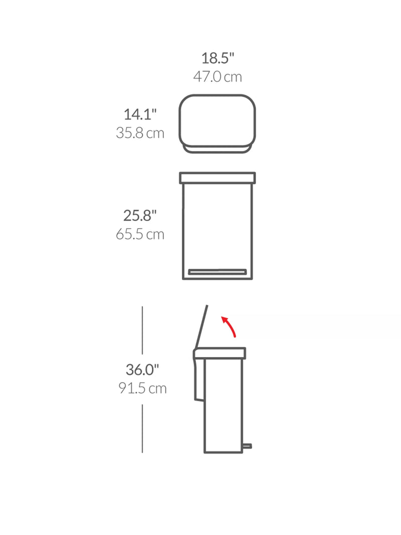 simplehuman rectangular liner pocket pedal bin 55L, UK version