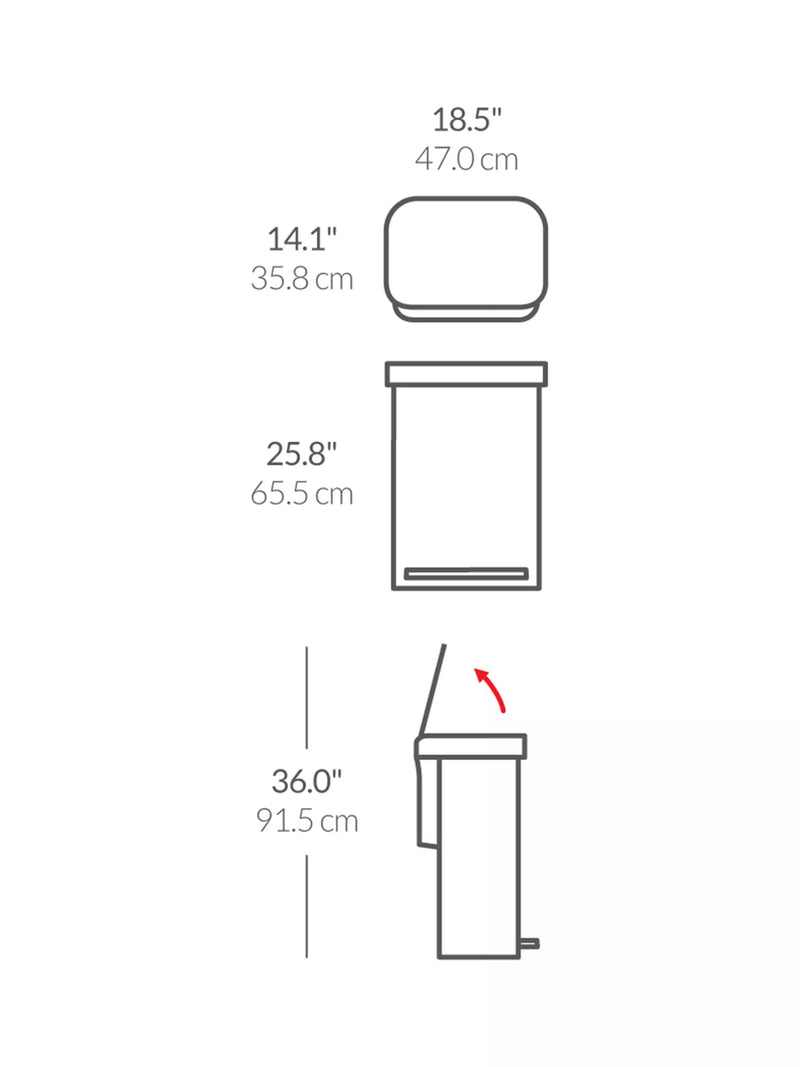 simplehuman rectangular liner pocket pedal bin 55L, UK version
