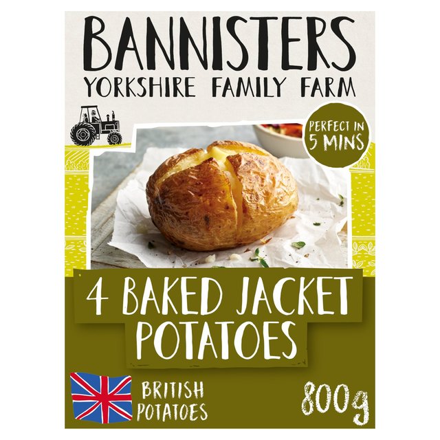 Bannisters Farm 4 Ready Baked Jacket Potatoes   800g GOODS M&S   