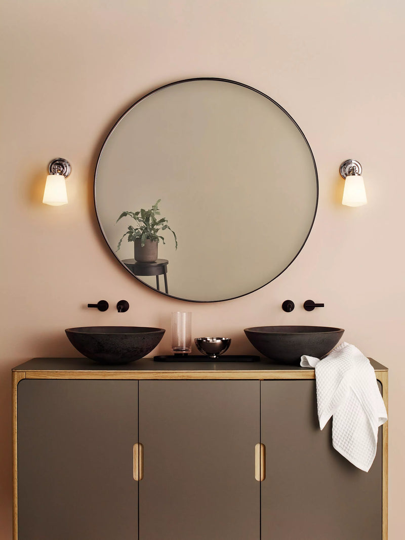 Astro Anton bathroom wall light polished chrome opal glass, UK version