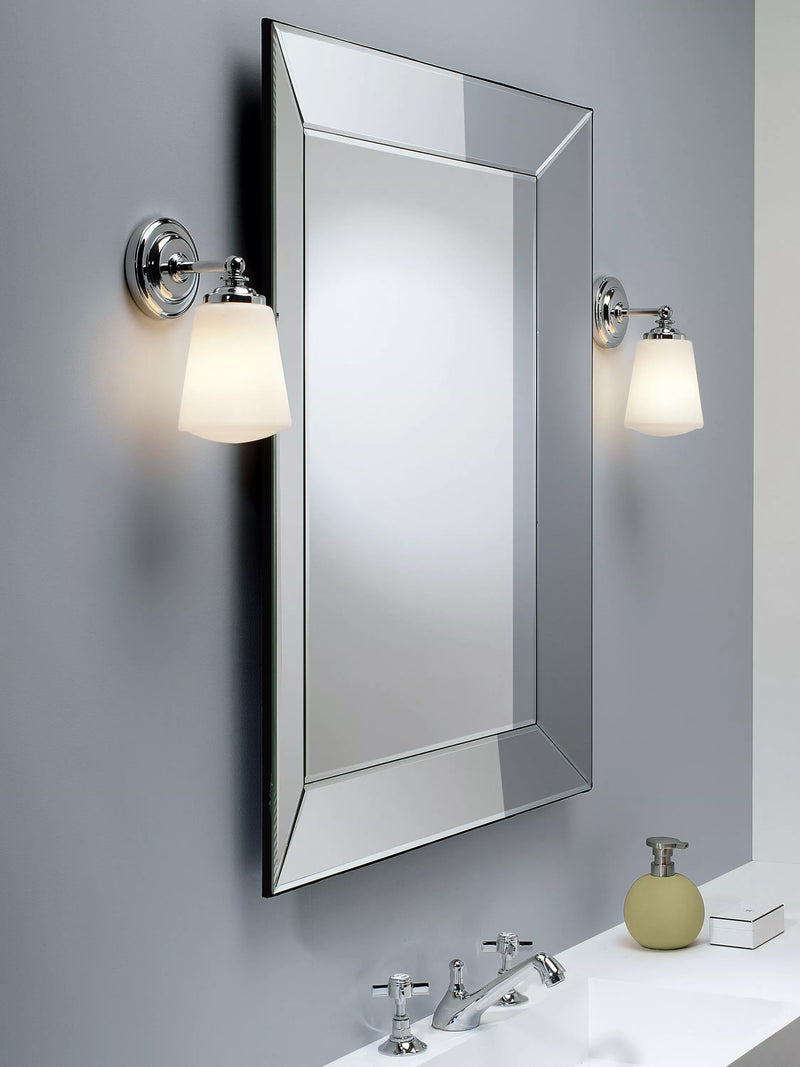 Astro Anton bathroom wall light polished chrome opal glass, UK version