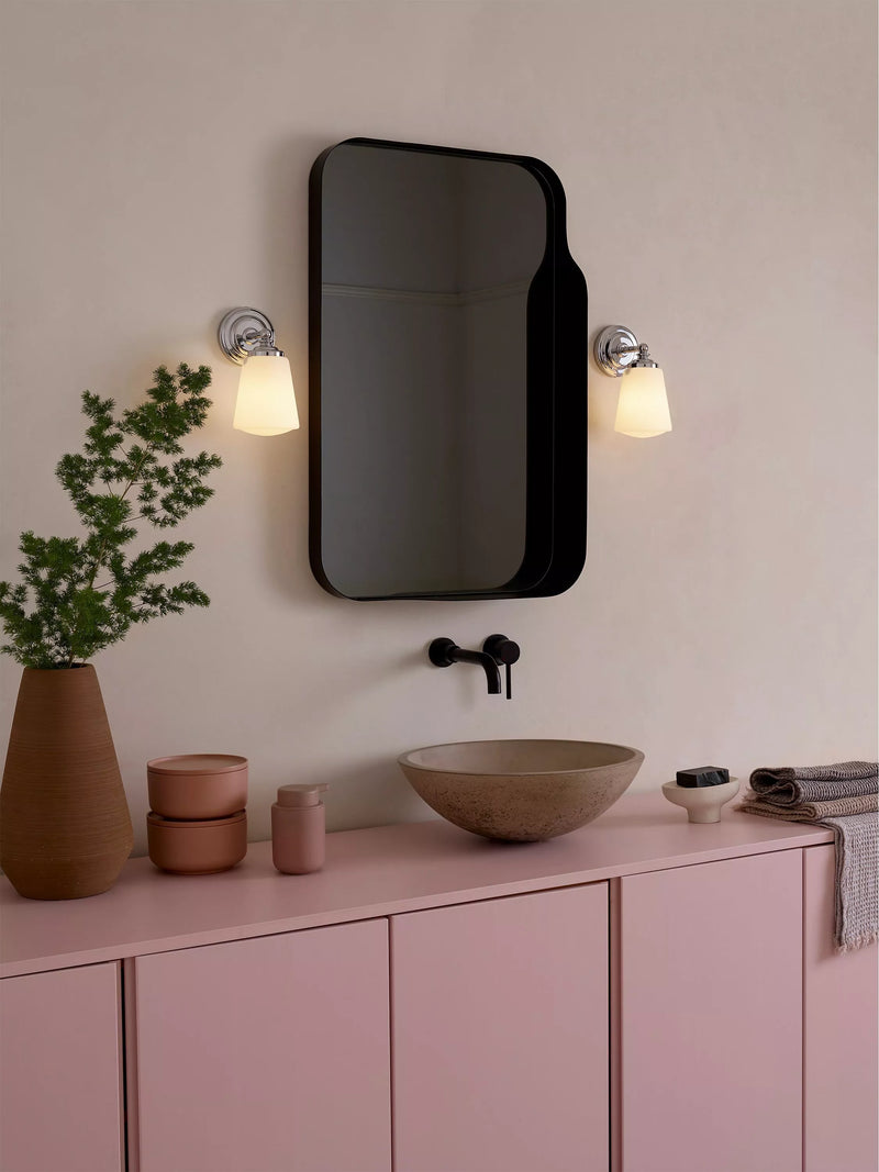 Astro Anton bathroom wall light polished chrome opal glass, UK version