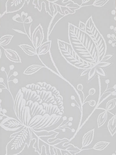 Dramatic Flower and Leaves Pattern Wallpaper