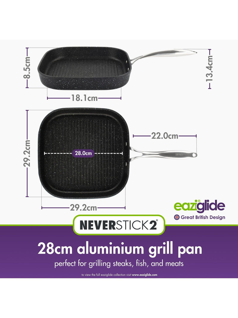 Eaziglide square non-stick grill pan 28cm - British product