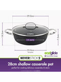Eaziglide aluminium non-stick shallow casserole with lid 28cm - British product