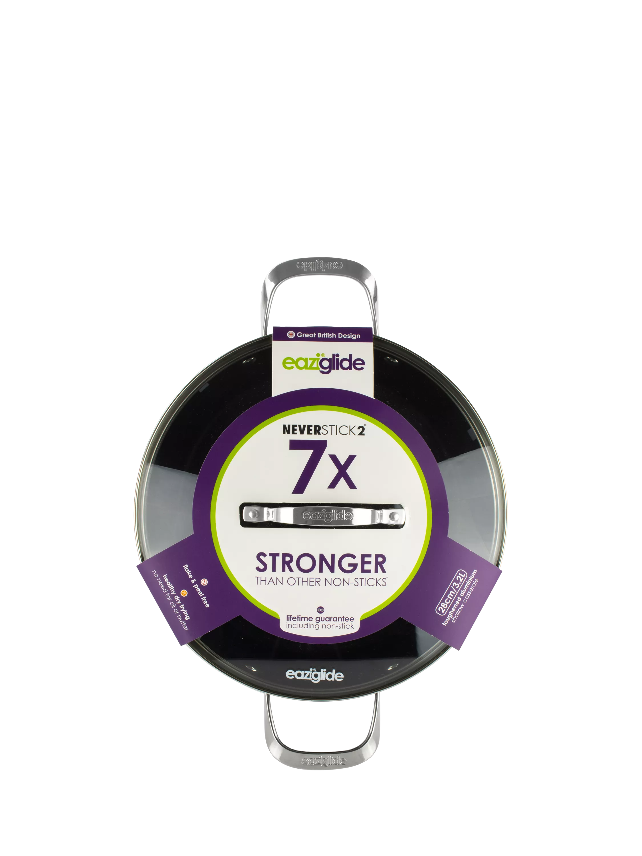 Eaziglide aluminium non-stick shallow casserole with lid 28cm - British product