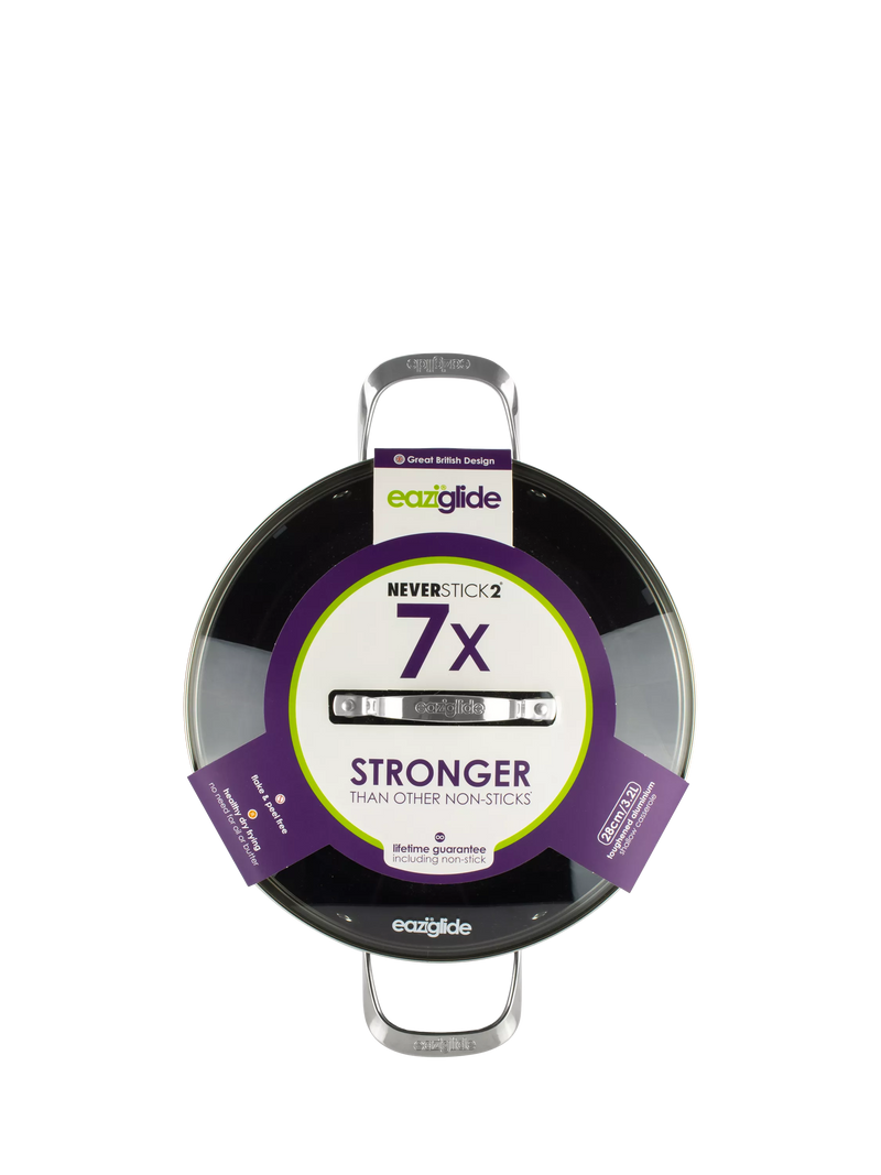 Eaziglide aluminium non-stick shallow casserole with lid 28cm - British product