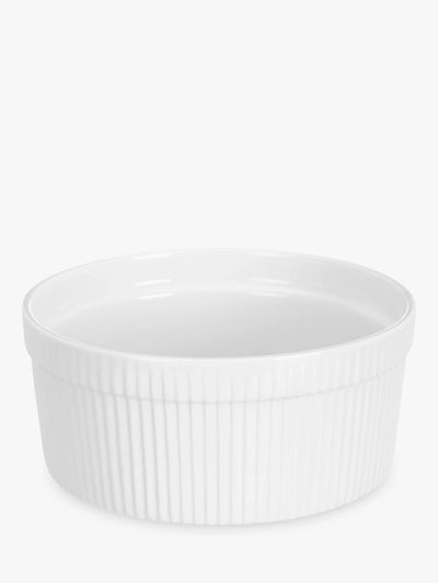 John Lewis John Lewis Porcelain Round Soufflé Oven Dish, 19cm, White- Buy online at McGrocer