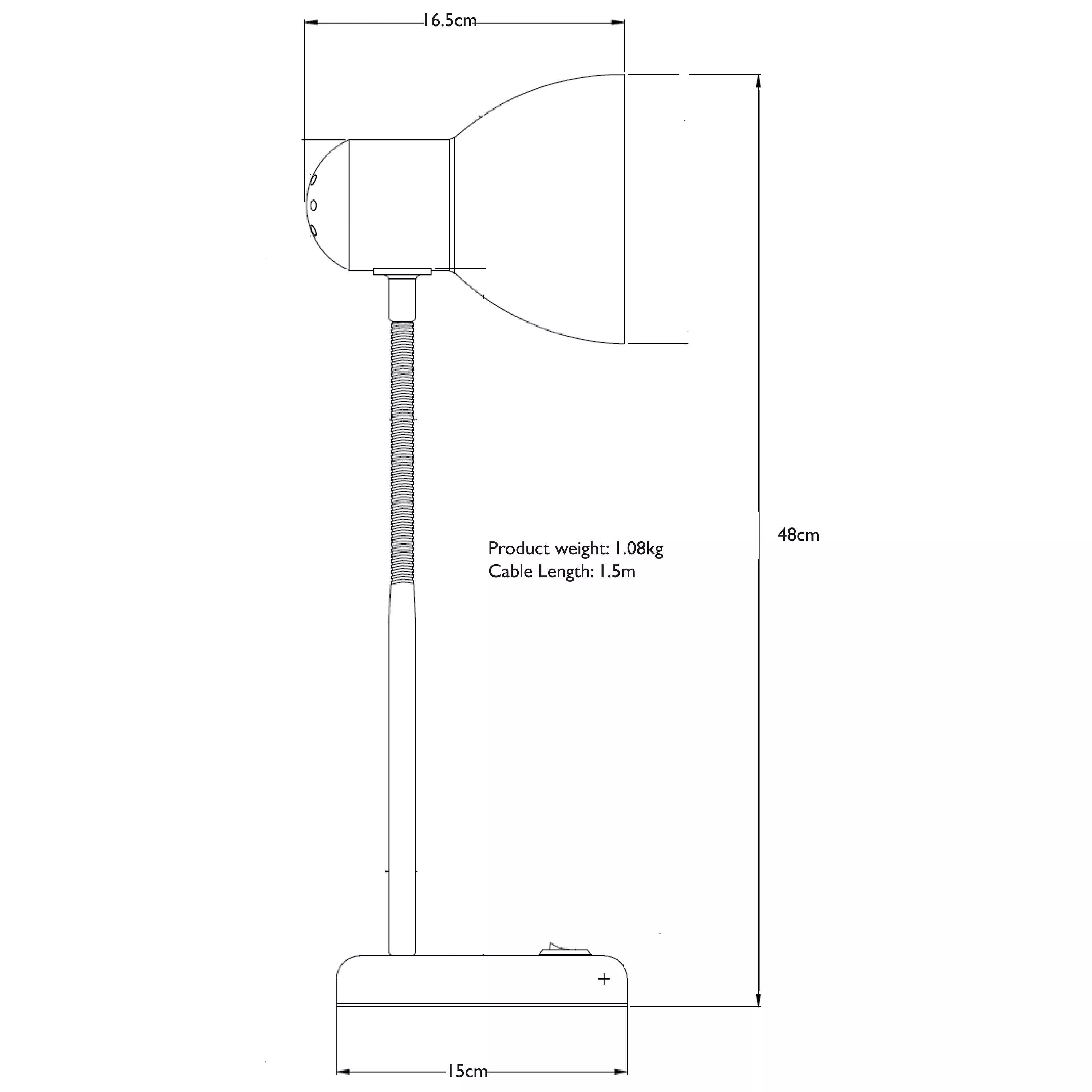 John Lewis Brandon metal desk lamp with adjustable head, UK version