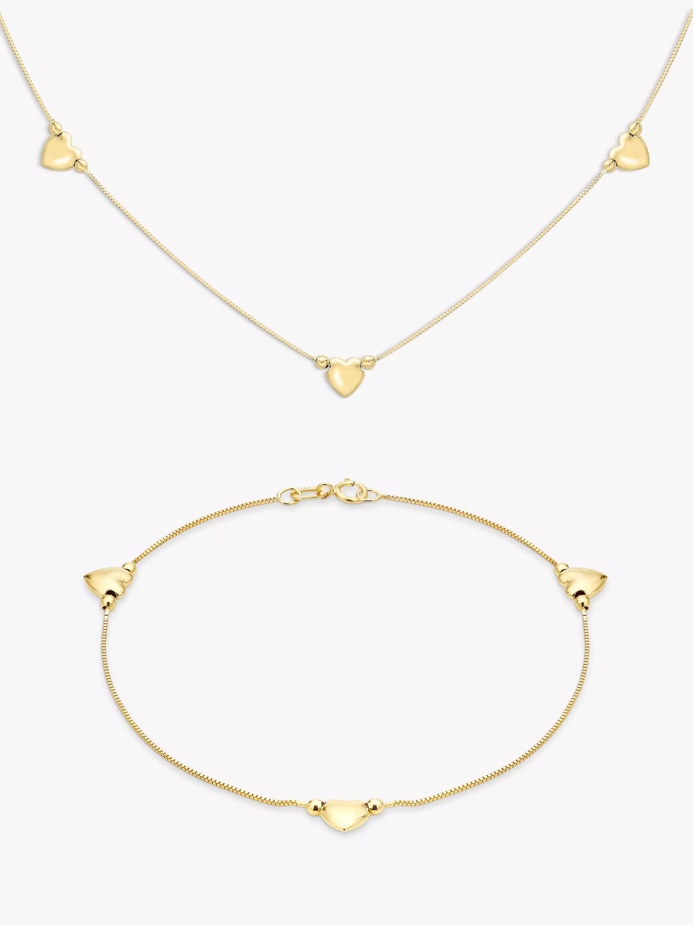 IBB 9ct yellow gold heart necklace set, imported from the UK