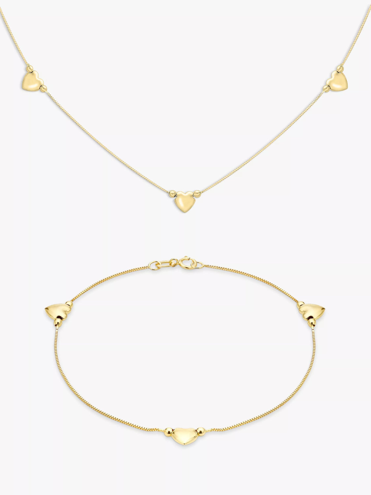 IBB 9ct yellow gold heart necklace set, imported from the UK