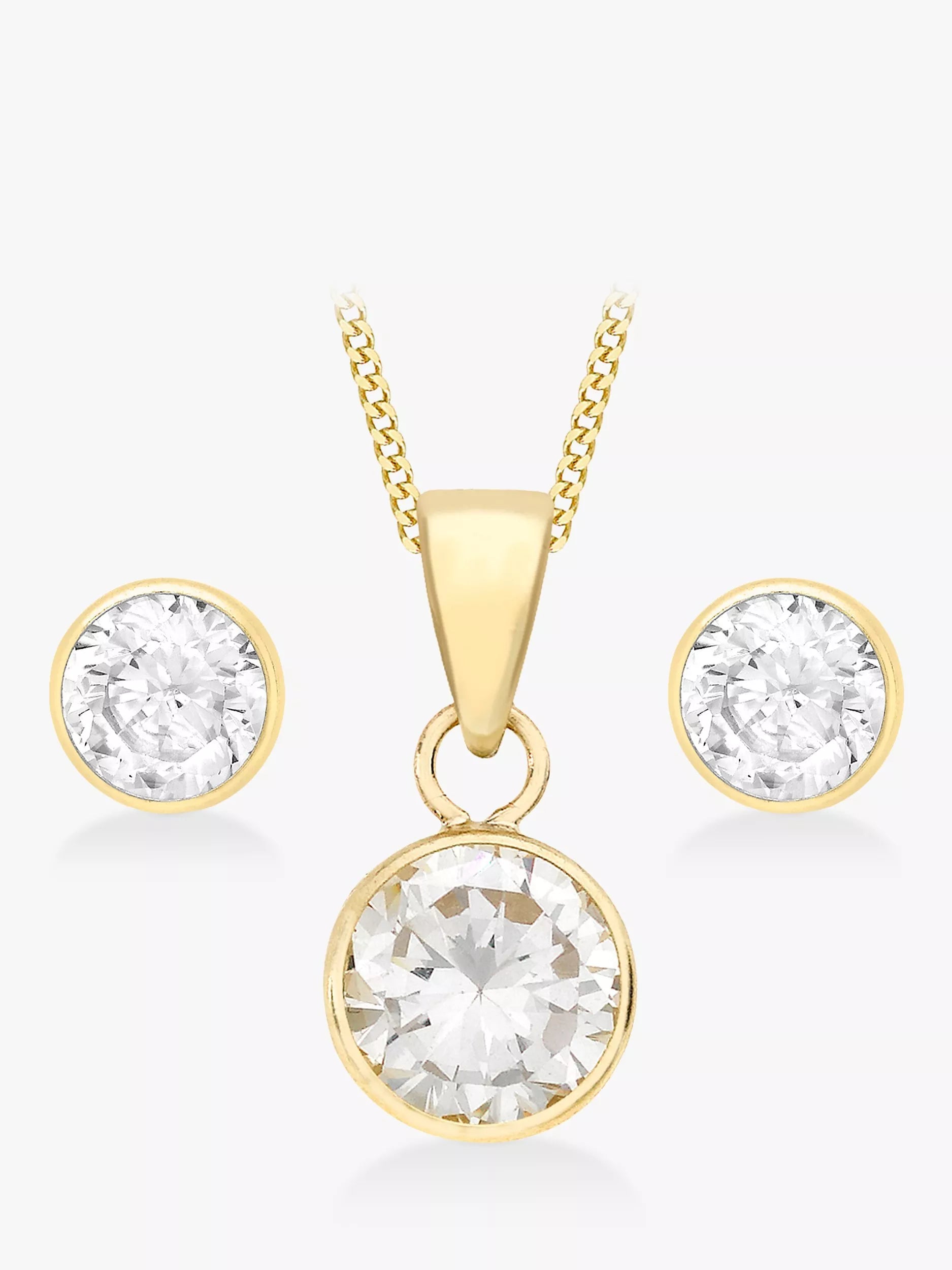 IBB 9ct yellow gold cubic zirconia jewellery set, UK version