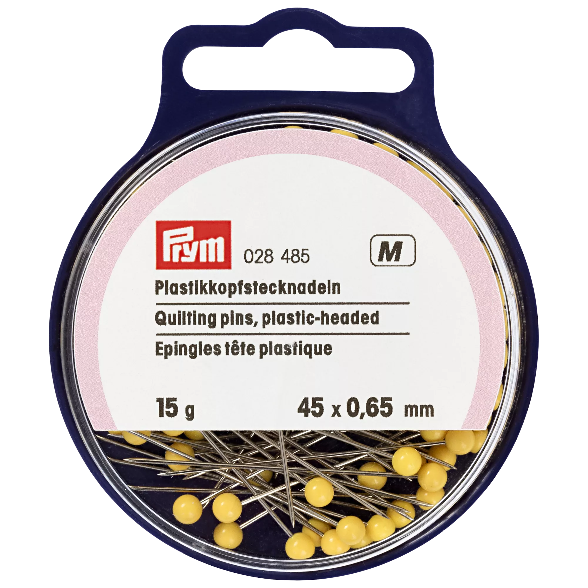Prym plastic head quilting pins 0.65x45mm, imported from the UK