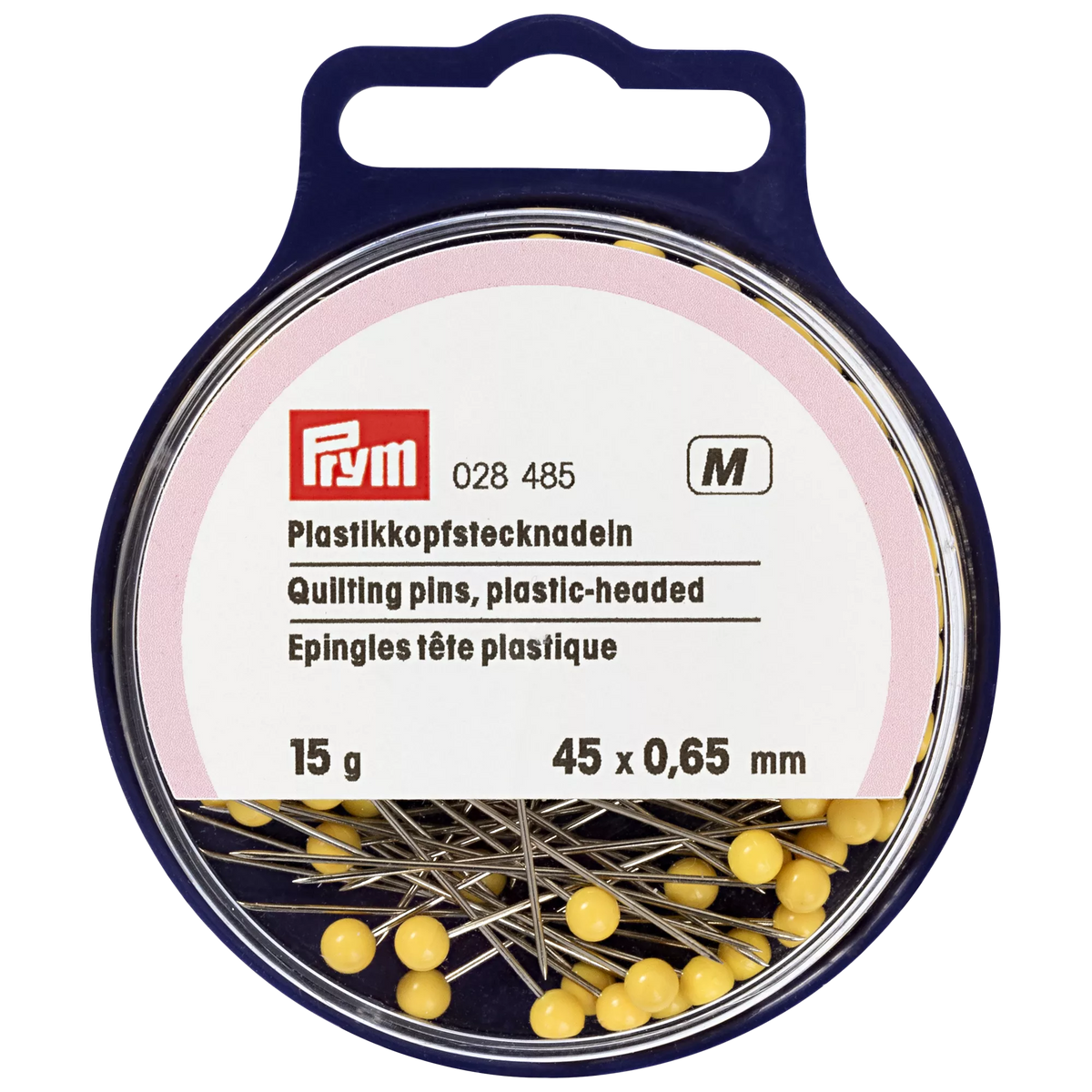 Prym plastic head quilting pins 0.65x45mm, imported from the UK