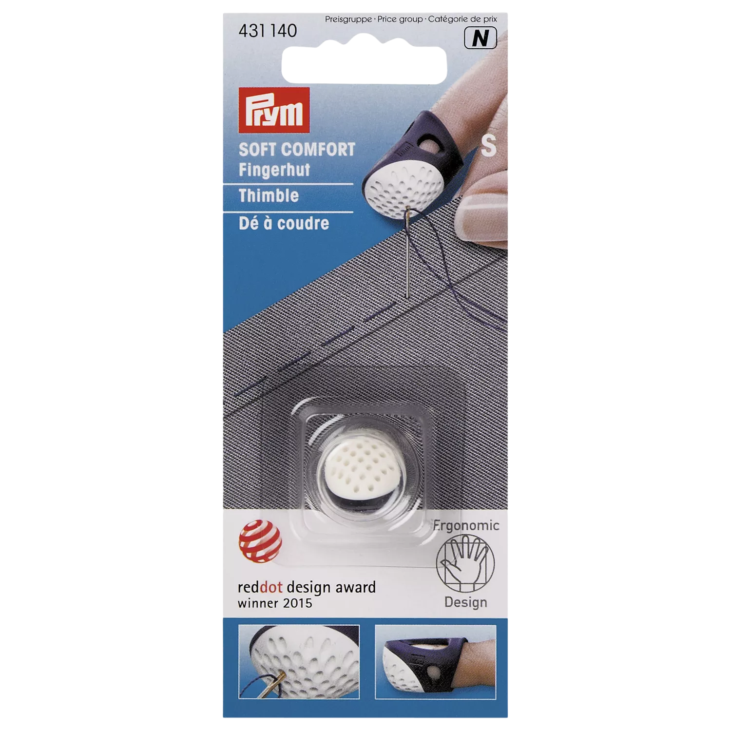 Prym small ergonomics thimble blue white (British brand)