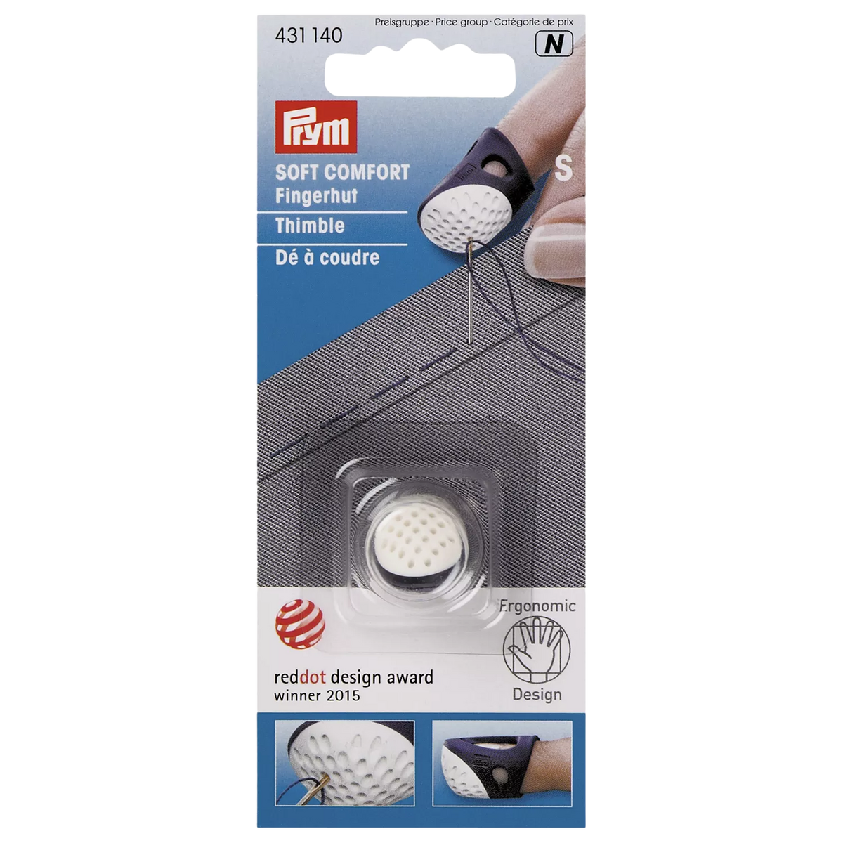 Prym small ergonomics thimble blue white (British brand)