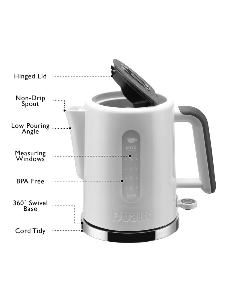 Dualit Studio kettle 1.5L white grey, imported from the UK