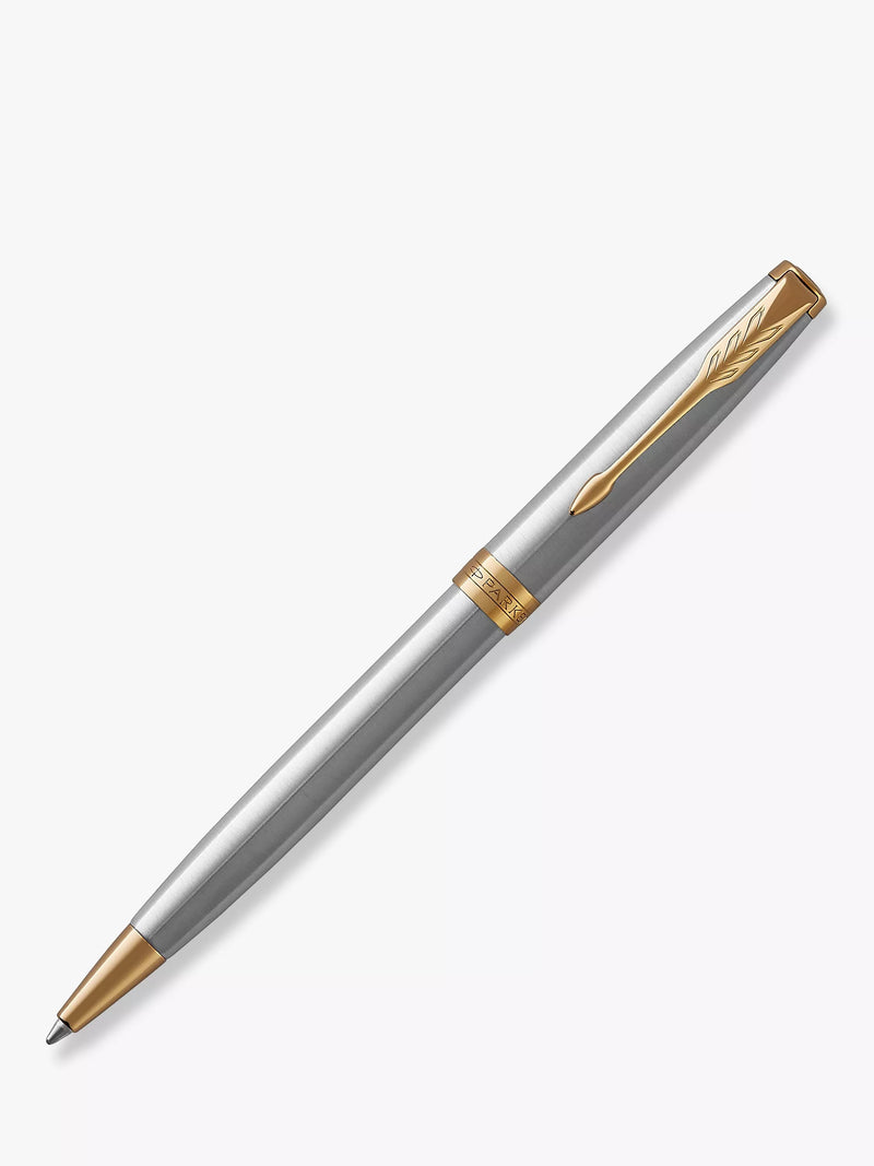 Parker ballpoint pen stainless steel gold trim, UK version