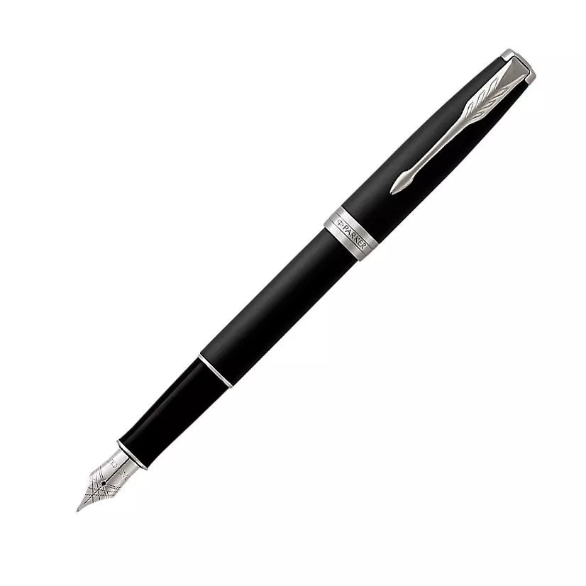 PARKER Sonnet Matt Lacquer Fountain Pen, Black/Silver