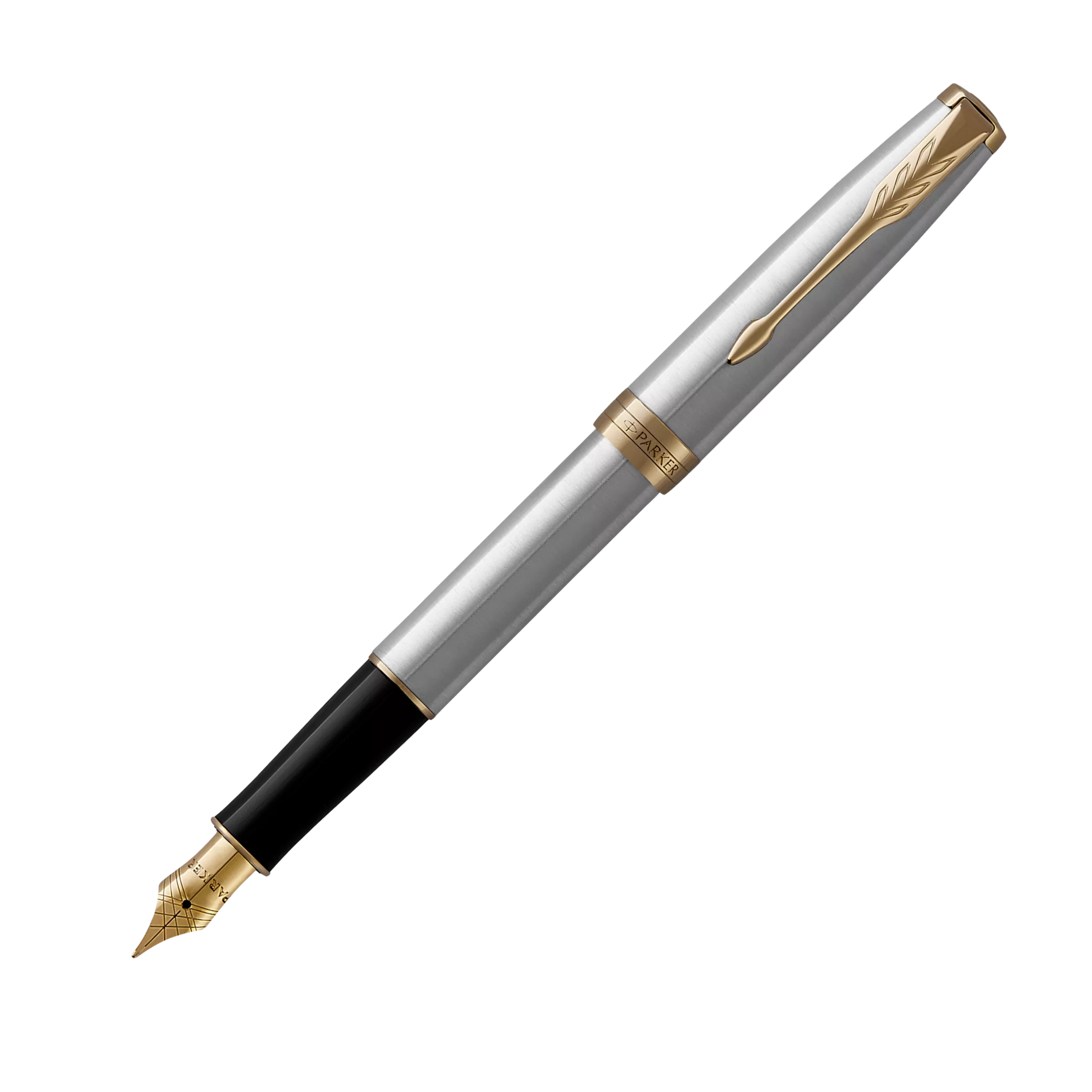 PARKER Sonnet Stainless Steel GT fountain pen fine nib (British brand)
