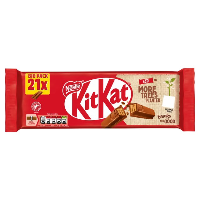 KitKat 2 Finger Milk Chocolate Biscuit Bar Multipack   21 x 20.7g